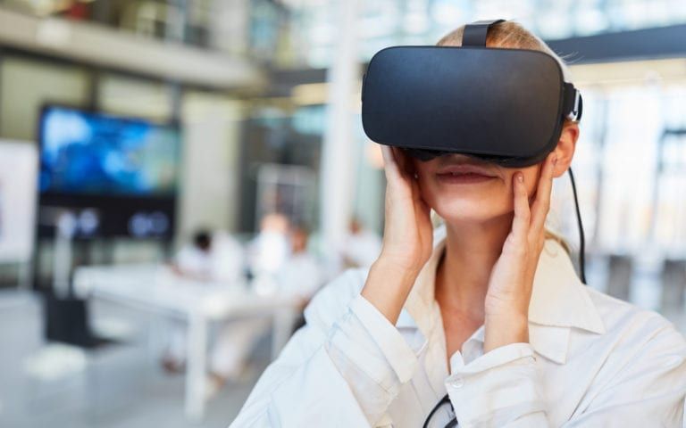 Woman wearing VR Goggles