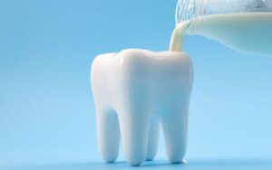 Tooth Model with Poured On Milk
